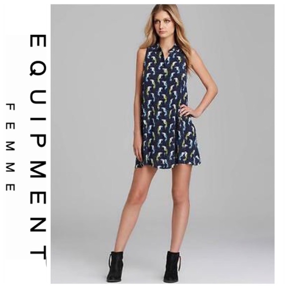 Equipment Dresses & Skirts - 💕SALE💕 Equipment Black Silk Bird Shirt Dress